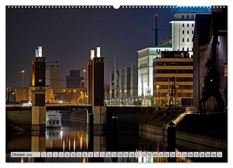 Produktbild: Es wird Nacht in Duisburg (hochwertiger Premium Wandkalender 2026 DIN A2 quer), Kunstdruck in Hochglanz
