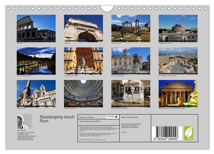 Produktbild: Spaziergang durch Rom (Wandkalender 2026 DIN A4 quer), CALVENDO Monatskalender