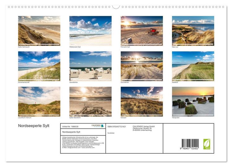 Produktbild: Nordseeperle Sylt (hochwertiger Premium Wandkalender 2026 DIN A2 quer), Kunstdruck in Hochglanz