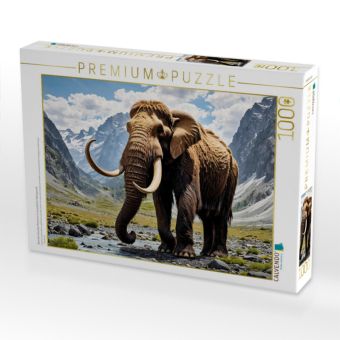 Produktbild: CALVENDO Puzzle Beeindruckendes Mammut in vorzeitlicher Gebirgswelt | 1000 Teile Lege-Gr&ouml;&szlig;e 64x48cm Foto-Puzzle f&uuml;r gl&uuml;ckliche Stunden