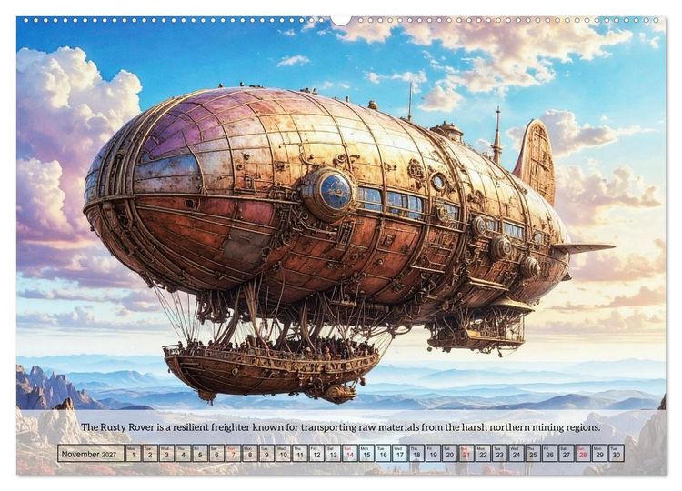 Produktbild: Chronicles of the crimson sky - A Steampunk Journey (High Quality Premium Wall Calendar 2027 DIN A2 landscape),CALVENDO 12 Month Wall Calendar