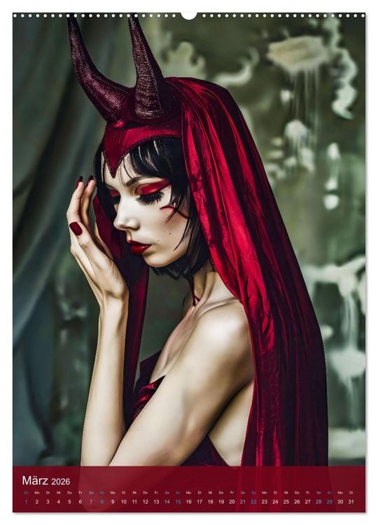 Produktbild: Teuflische Gothics - Gothic, Girls und H&ouml;rner (hochwertiger Premium Wandkalender 2026 DIN A2 hoch), Kunstdruck in Hochglanz