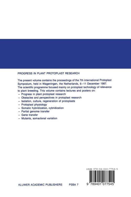 Produktbild: Progress in Plant Protoplast Research