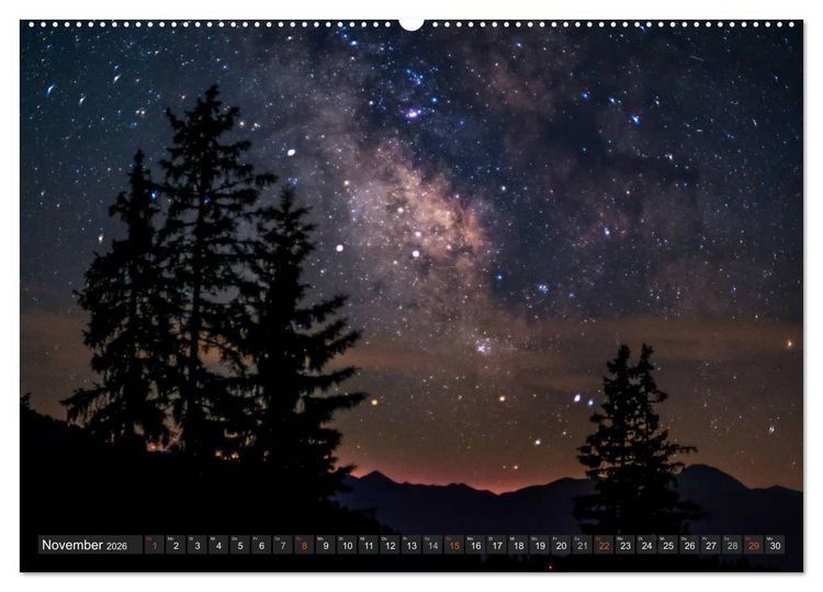 Produktbild: Himmelslichter - Mond und Sterne (hochwertiger Premium Wandkalender 2026 DIN A2 quer), Kunstdruck in Hochglanz