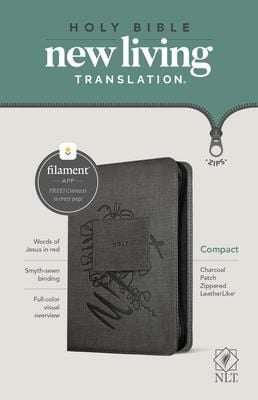 Produktbild: NLT Compact Zipper Bible, Filament Enabled (Leatherlike, Charcoal Patch, Red Letter)
