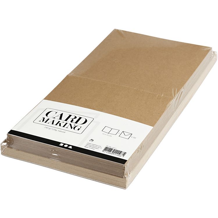 Produktbild: Creativ Company Karten & Kuverts, Kartengr&ouml;&szlig;e 15x15 cm, Umschlaggr&ouml;&szlig;e 16x16 cm, 120+240 g, Natur, 50er Set