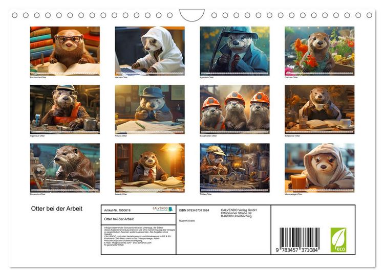Produktbild: Otter bei der Arbeit (Wandkalender 2026 DIN A4 quer), CALVENDO Monatskalender