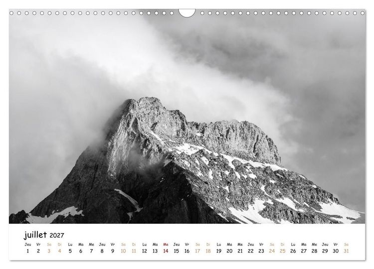 Produktbild: Terres de contraste &ndash; Une ann&eacute;e en monochrome (Calendrier mural 2027 DIN A3 vertical), CALVENDO calendrier mensuel