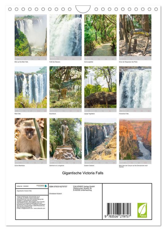 Produktbild: Gigantische Victoria Falls (Wandkalender 2026 DIN A4 hoch), CALVENDO Monatskalender
