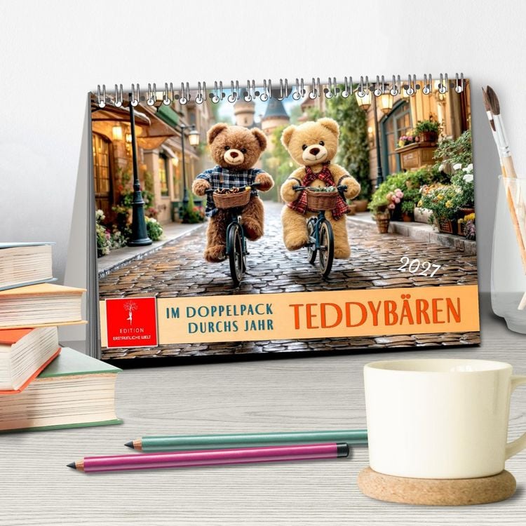 Produktbild: Teddyb&auml;ren - im Doppelpack durchs Jahr (Tischkalender 2027 DIN A5 quer), CALVENDO Monatskalender