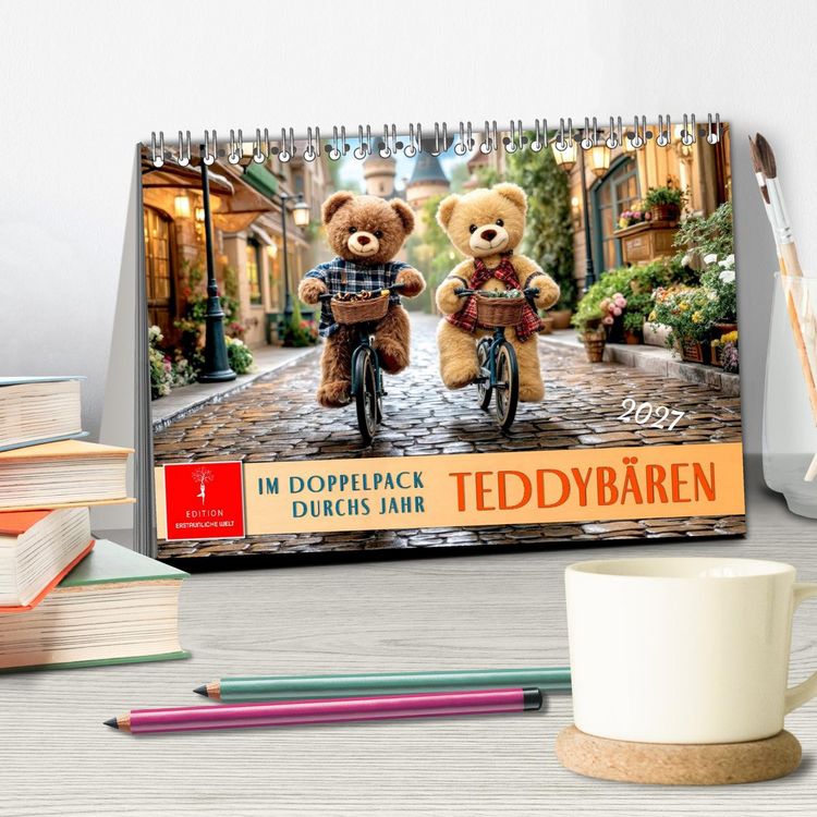 Produktbild: Teddyb&auml;ren - im Doppelpack durchs Jahr (Tischkalender 2027 DIN A5 quer), CALVENDO Monatskalender