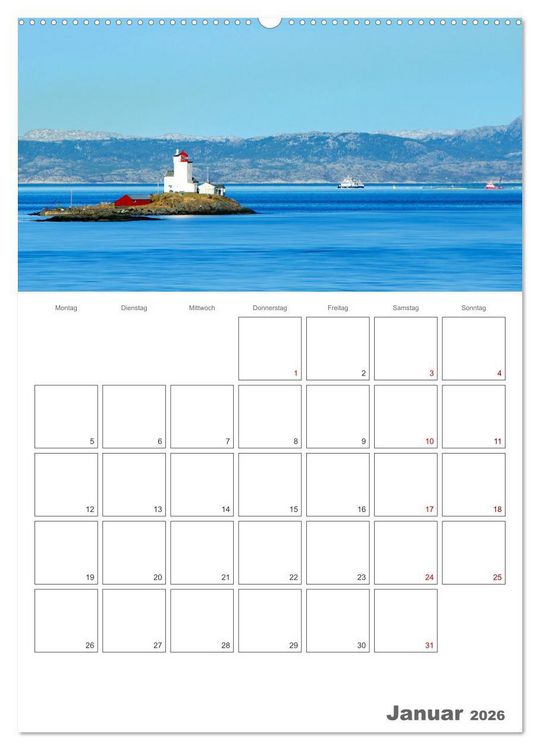 Produktbild: Die K&uuml;ste Norwegens - Terminplaner (Wandkalender 2026 DIN A2 hoch), CALVENDO Monatskalender