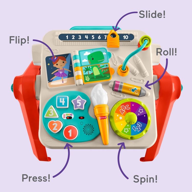 Produktbild: Fisher-Price 4-in-1 Spieltisch und Staffelei, Babys und Kleinkinder, elektronisches Lernspielzeug, mehrsprachige Version