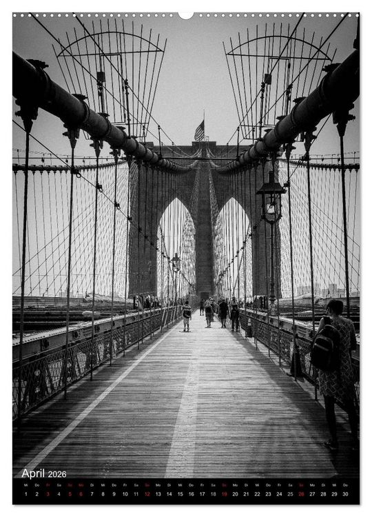 Produktbild: New York City Schwarz auf Wei&szlig; (Wandkalender 2026 DIN A2 hoch), CALVENDO Monatskalender