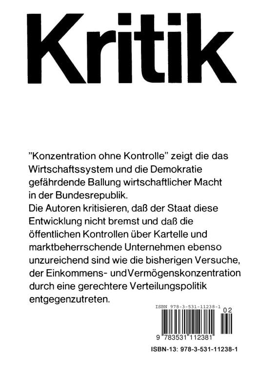 Produktbild: Konzentration ohne Kontrolle