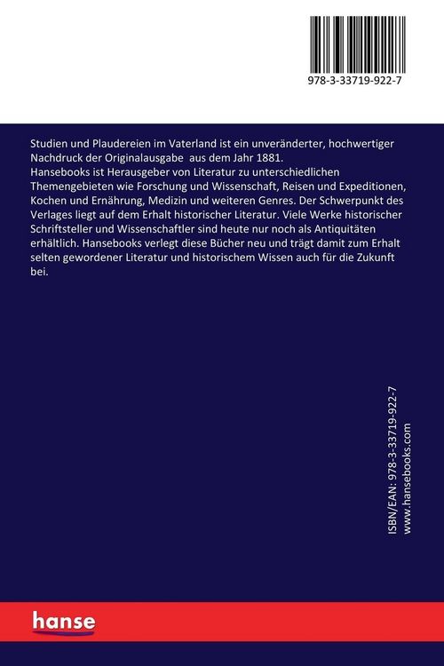 Produktbild: Studien und Plaudereien im Vaterland