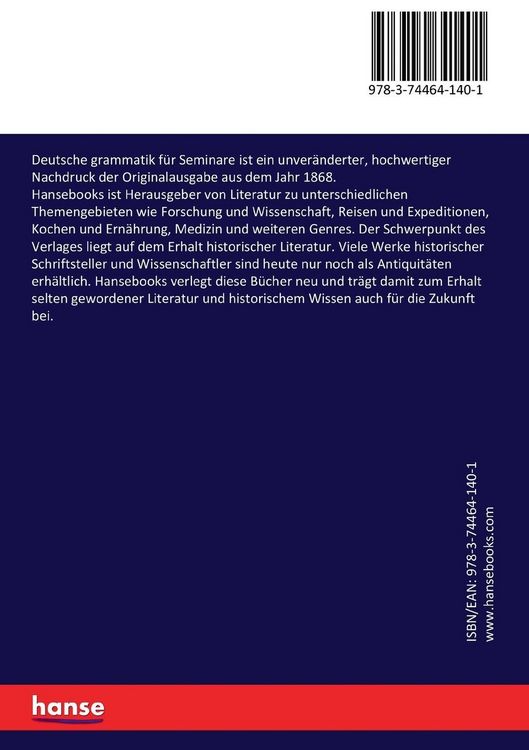 Produktbild: Deutsche grammatik f&uuml;r Seminare