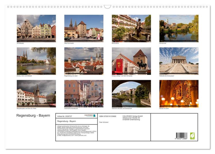 Produktbild: Regensburg - Bayern (Wandkalender 2026 DIN A2 quer), CALVENDO Monatskalender
