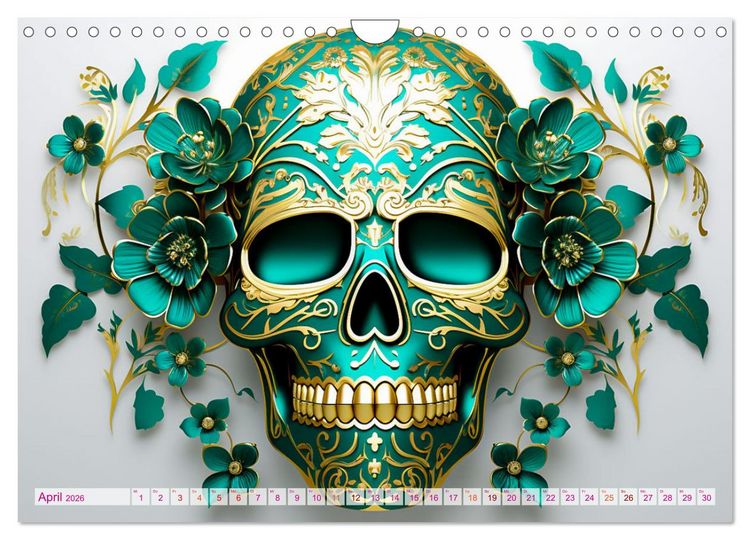 Produktbild: Skull Flower - Totenkopf ART (Wandkalender 2026 DIN A4 quer), CALVENDO Monatskalender