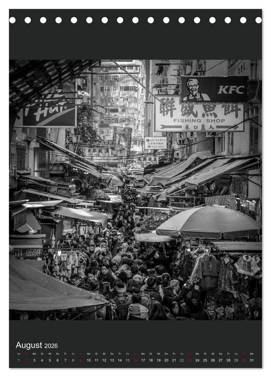 Produktbild: Hongkong schwarzwei&szlig; (Tischkalender 2026 DIN A5 hoch), CALVENDO Monatskalender