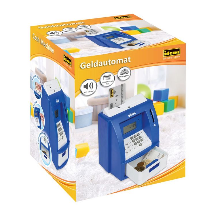 Produktbild: Idena Spardose Geldautomat mit Sound blau