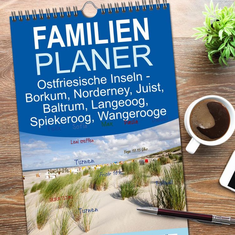 Produktbild: Familienplaner 2026 - Ostfriesische Inseln - Borkum, Norderney, Juist, Baltrum, Langeoog, Spiekeroog, Wangerooge mit 5 Spalten (Wandkalender, 21 x 45 cm) CALVENDO