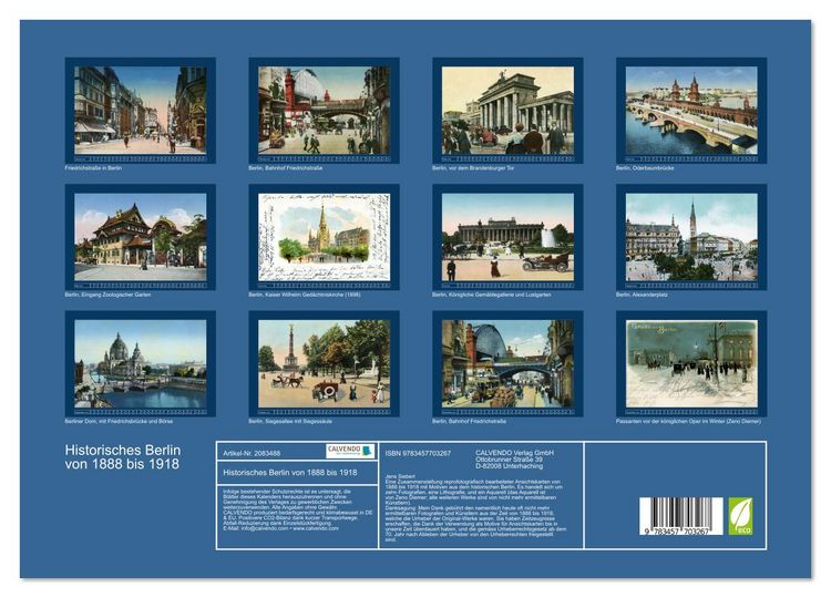 Produktbild: Historisches Berlin von 1888 bis 1918 (hochwertiger Premium Wandkalender 2026 DIN A2 quer), Kunstdruck in Hochglanz