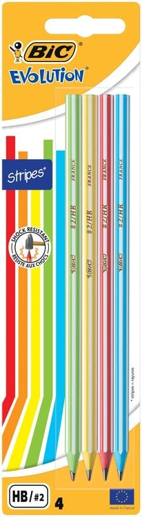 Produktbild: BIC Bleistift Evolution Stripes HB 4er Set