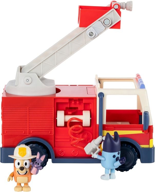 Produktbild: Moose Toys 300292 - BLUEY Feuerwehr mit Bingo & Bluey Figuren, ausrollbarer Schlauch & abnehmbare Leiter