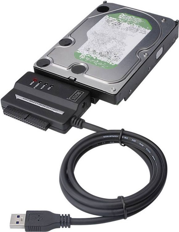 Produktbild: Digitus Festplatten Adapter [1x USB 3.2 Gen 1 Stecker A (USB 3.0) - 1x SATA-Kombi-Buchse 7+15pol., IDE-Buchse 40pol., IDE-Buchse 44pol.] 0.50 m