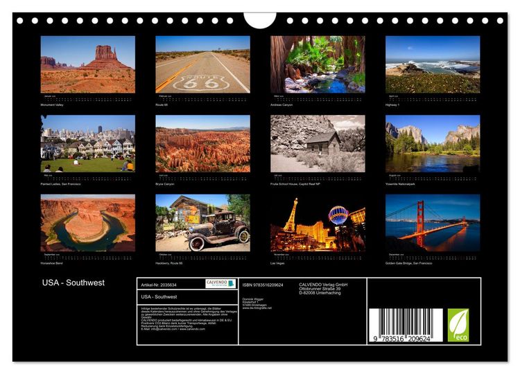 Produktbild: USA - Southwest (Wandkalender 2026 DIN A4 quer), CALVENDO Monatskalender