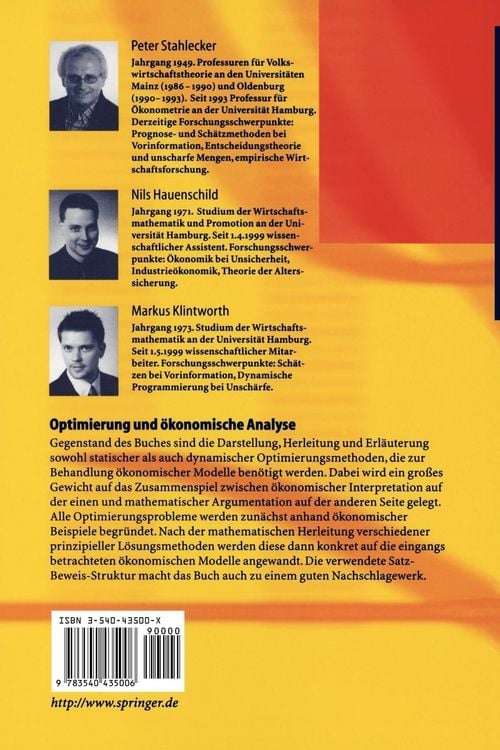 Produktbild: Optimierung und ökonomische Analyse