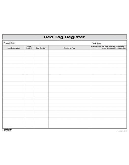 Produktbild: 5S Red Tag Register Form