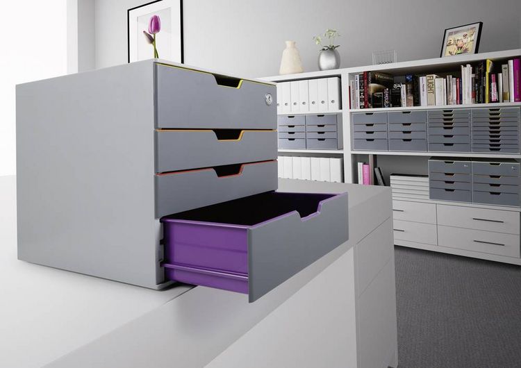 Produktbild: Durable VARICOLOR 4 SAFE - 7606 760627 Schubladenbox Grau DIN A4, DIN C4, Folio, Letter Anzahl der Schubf&auml;cher: 4