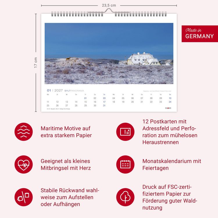Produktbild: Sylt Panorama-Postkartenkalender 2027 - Hans Jessel