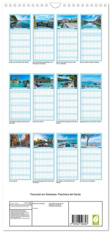 Produktbild: Familienplaner 2026 - Traumziel am Gardasee. Peschiera del Garda mit 5 Spalten (Wandkalender, 21 x 45 cm) CALVENDO