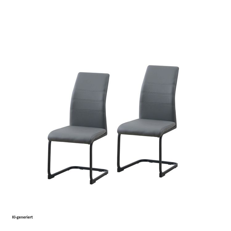 Produktbild: HTI-Living Schwingstuhl 2er Set PU grau SallyP Freischwinger Esszimmerstuhl Kunstleder