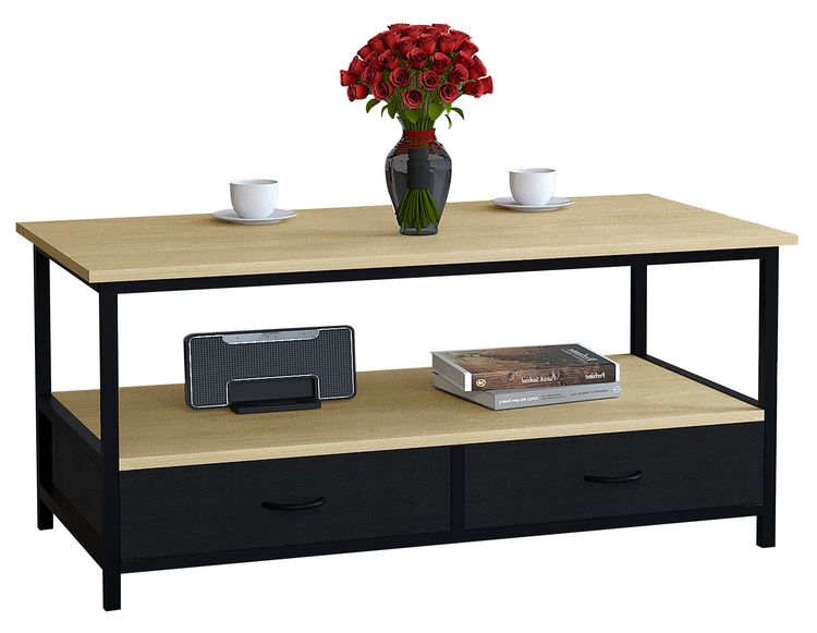 Produktbild: Metall Holz Schublade Sofatisch Couchtisch Flonila