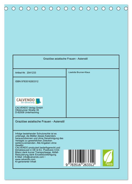Produktbild: Grazi&ouml;se asiatische Frauen - Asienstil (Tischkalender 2026 DIN A5 hoch), CALVENDO Monatskalender