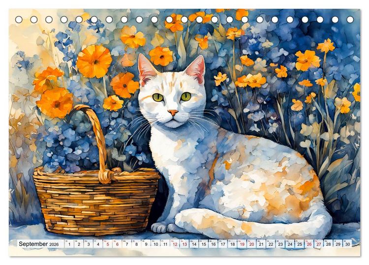 Produktbild: Katzenzauber - Katzenkalender mit stimmungsvollen Bildern (Tischkalender 2026 DIN A5 quer), CALVENDO Monatskalender