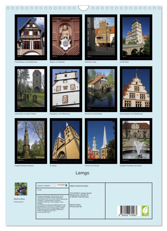 Produktbild: Lemgo (Wandkalender 2026 DIN A3 hoch), CALVENDO Monatskalender