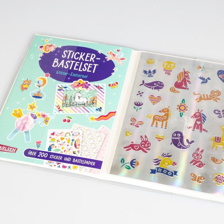 Produktbild: Bastelset f&uuml;r Kinder: Sticker-Bastelset: Glitzer-Einh&ouml;rner