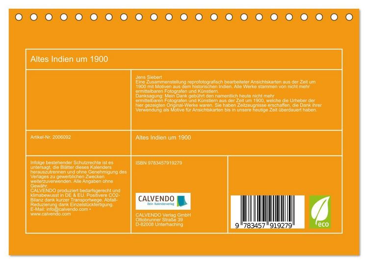 Produktbild: Altes Indien um 1900 (Tischkalender 2026 DIN A5 quer), CALVENDO Monatskalender