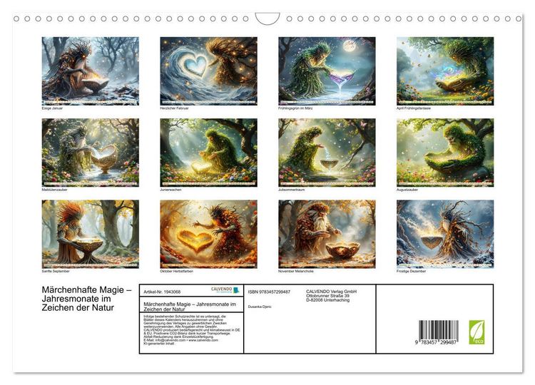 Produktbild: M&auml;rchenhafte Magie &ndash; Jahresmonate im Zeichen der Natur (Wandkalender 2026 DIN A3 quer), CALVENDO Monatskalender