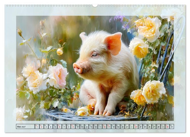 Produktbild: Mini-Schweinchen. Herzensbrecher im Garten (hochwertiger Premium Wandkalender 2027 DIN A2 quer), Kunstdruck in Hochglanz