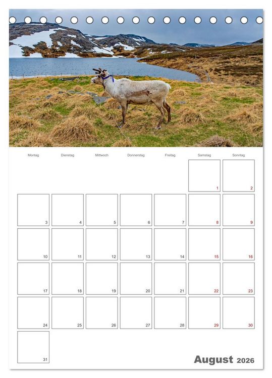 Produktbild: Norwegen - Reiseplaner (Tischkalender 2026 DIN A5 hoch), CALVENDO Monatskalender