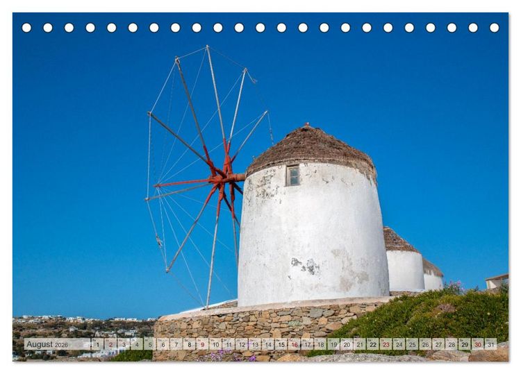 Produktbild: Mykonos - Natur, Meer und wei&szlig;e W&auml;nde (Tischkalender 2026 DIN A5 quer), CALVENDO Monatskalender