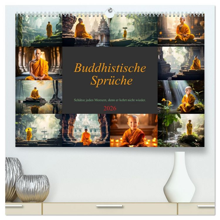 Produktbild: Buddhistische Spr&uuml;che (hochwertiger Premium Wandkalender 2026 DIN A2 quer), Kunstdruck in Hochglanz