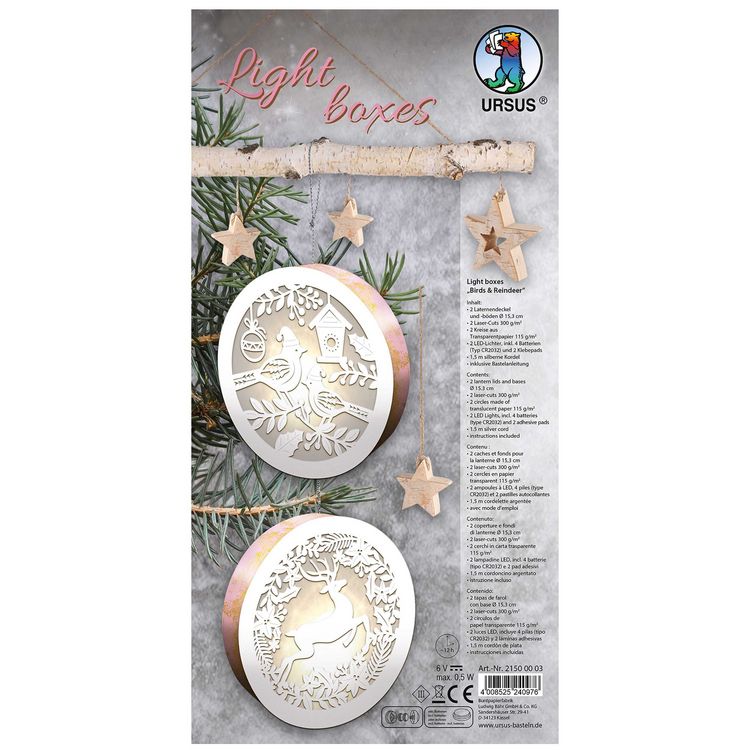 Produktbild: URSUS Light boxes "Birds & Reindeer", &Oslash; 15,3 cm