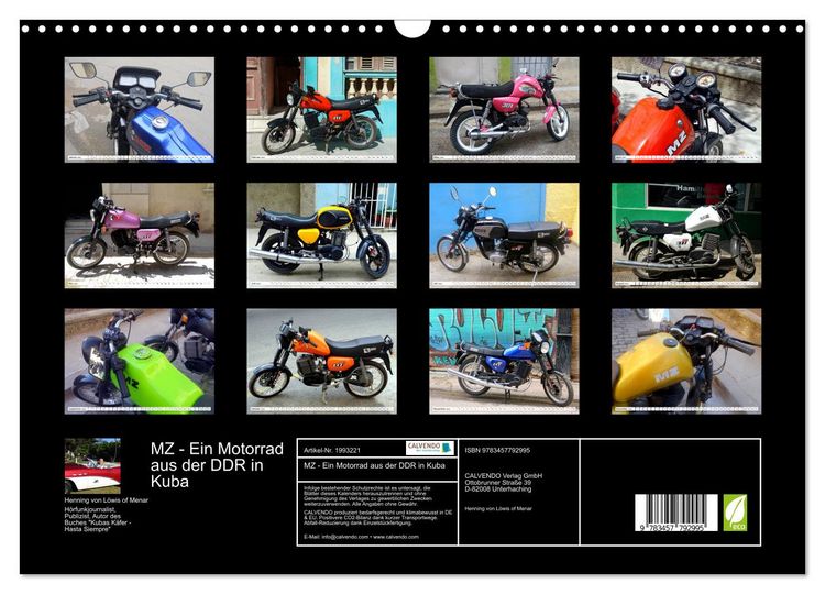 Produktbild: MZ - Ein Motorrad aus der DDR in Kuba (Wandkalender 2026 DIN A3 quer), CALVENDO Monatskalender